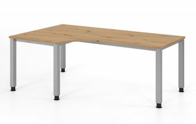 Winkelschreibtisch 200x120 cm Silber Asteiche