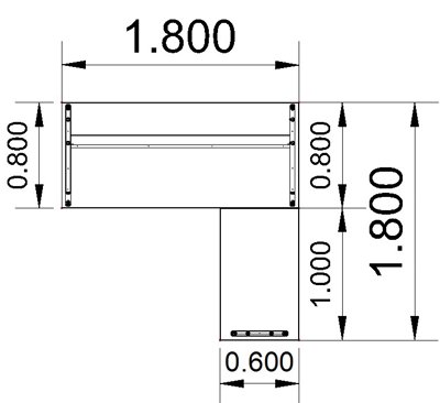 Winkelschreibtisch 180x180 cm Artline Stellfläche