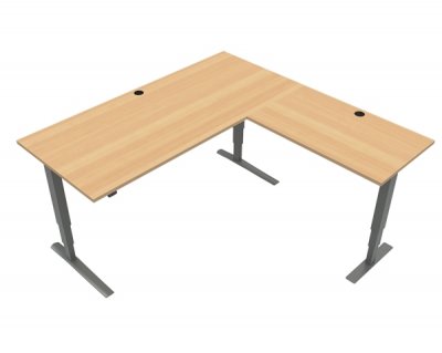 Winkelschreibtisch CS43 elektrisch höhenverstellbar 180x180 cm Buche