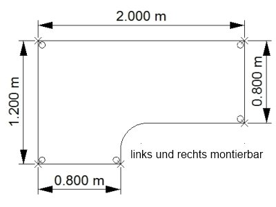 Winkelschreibtisch Maße