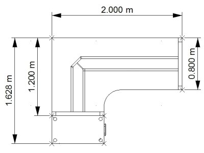 Winkelschreibtisch mit Standcontainer Maße