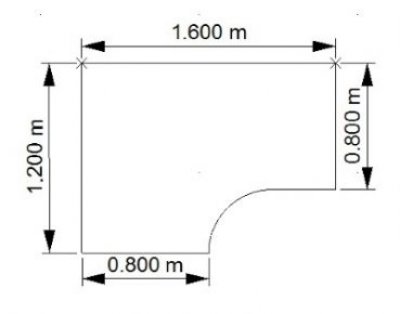 Winkelschreibtisch ONE 160 cm links Maße