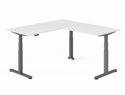 Winkelschreibtisch DSM 180x200 cm elektrisch höhenverstellbar Grafit-Weiss