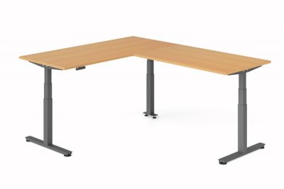 Winkelschreibtisch DSM 180x240 cm elektrisch höhenverstellbar Grafit-Buche