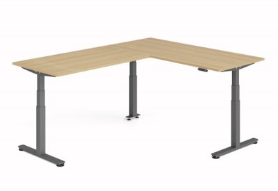 Winkelschreibtisch DSM 180x240 cm elektrisch höhenverstellbar Grafit-Eiche