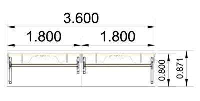 Empfangstheke Solid 360 cm gerade Zeichnung