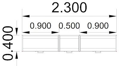 Büroschrankwand R1 230 cm breit Rollladen Silber Korpus Breite