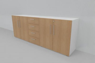 Büroschrankwand VH2 Sideboard Weiß-Eiche