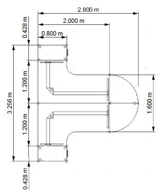 Doppelarbeitsplatz B10 Zeichnung