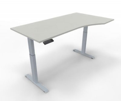 elektrisch höhenverstellbarer PC-Schreibtisch GE11 180x80/100 cm Silber-Weiß