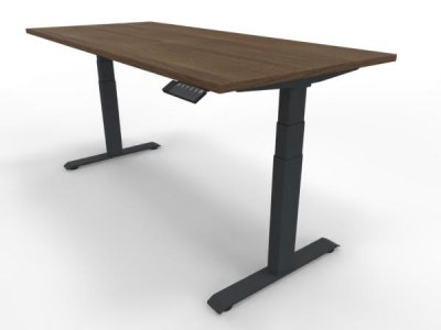 Elektrisch höhenverstellbarer Schreibtisch GP18 180x80cm Tischplatte Nussbaum Gestell Anthrazit