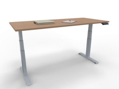 Elektrisch höhenverstellbarer Schreibtisch GP18 180x80cm Tischplatte Buche Gestell Silber