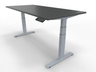 Elektrisch höhenverstellbarer Schreibtisch GP18 180x80cm Tischplatte Onyxgrau Gestell Weiß