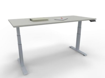 Elektrisch höhenverstellbarer Schreibtisch GP18 180x80cm Tischplatte Weiß Gestell Silber