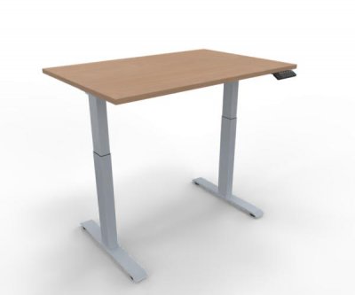 Elektrisch höhenverstellbarer Schreibtisch GE12 120x80 cm Silber-Buche