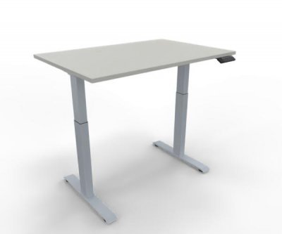 Elektrisch höhenverstellbarer Schreibtisch GE12 120x80 cm Silber-Weiß