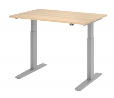 Schreibtisch HMK 120 cm elektrisch höhenverstellbar silber eiche