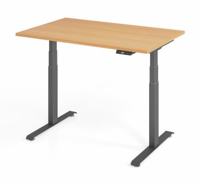 elektrisch höhenverstellbarer Schreibtisch 120 x 80 cm BaseLite Buche Grafit