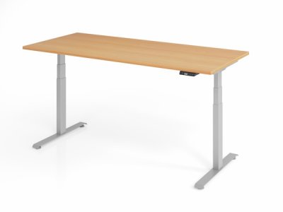 Schreibtisch 180x80 cm BaseLite elektrisch höhenverstellbar Buche Silber