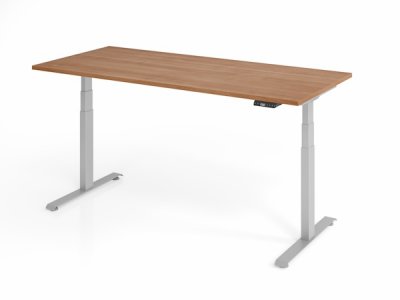 Schreibtisch 180x80 cm BaseLite elektrisch höhenverstellbar Nussbaum Silber