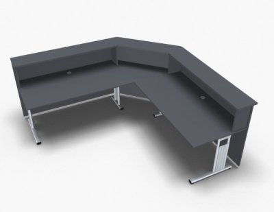 Empfangstheke Solid 240 x 240 cm onyxgrau Innenansicht