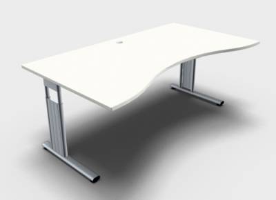 Schreibtisch Mega Ergo 180 cm Weiss