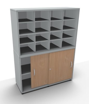 Fächerschrank TEN 120 cm Lichtgrau Buche