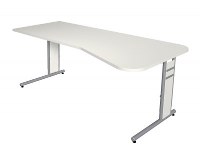 Freiformschreibtisch Form4 C-Fuss 195 cm Weiß