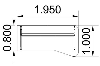 Freiformschreibtisch Form4 C-Fuss 195 cm