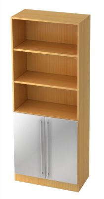 Aktenschrank Multi 5 Orderhöhen, 2 OH Türen, Buche/Silber