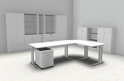 Komplettbüro N61 Dekor Weiss