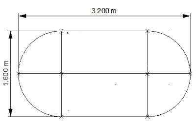 Konferenztisch Köln 320 x 160 cm mit Chromfüßen Zeichnung