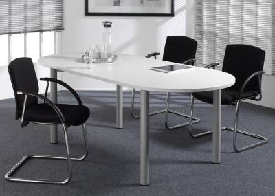 Meetingtisch 200x90 cm oval Weiss