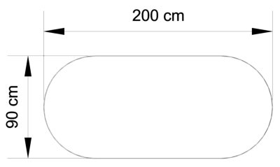 Meetingtisch 200x90 cm oval Zeichnung