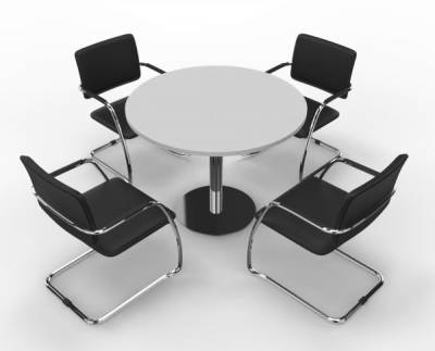 Konferenztisch rund 100 cm mit 4 Stühle