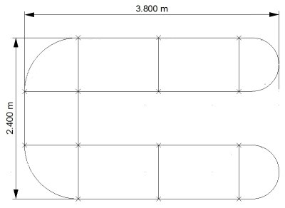 Meetingtisch Köln gerundet U-Form 3,80 x 2,40 m Zeichnung