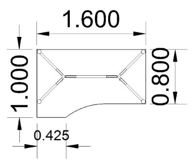 PC-Schreibtisch linke Seite 100 cm Stellfläche