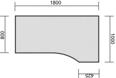 PC-Schreibtisch rechte Seite 100 cm tief Zeichnung