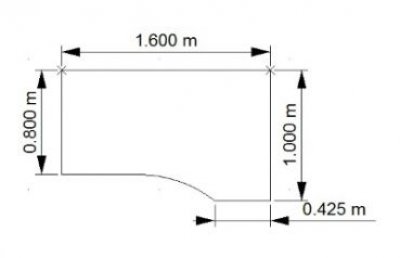 PC-Schreibtisch ONE 160 cm rechts Maße
