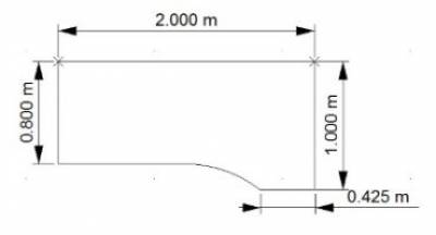 PC-Schreibtisch ONE 200 cm rechts Maße