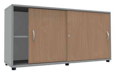 Schiebetürenschrank TEN 2 OH, 160 cm Lichtgrau/Buche