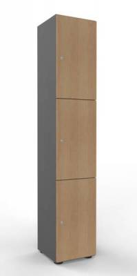 Schließfachschrank 215,6 cm hoch mit 3 Fächern Grafit Eiche