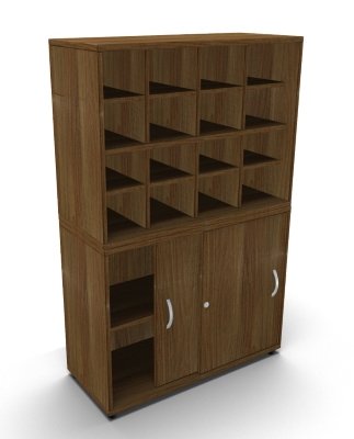 Fächerschrank TEN mit 16 Fächern Nussbaum