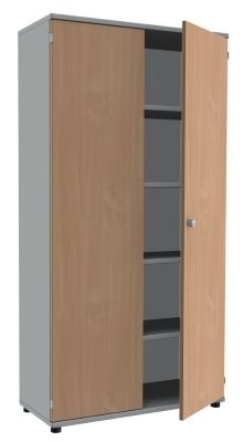 Aktenschrank TEN 5 Ordnerhöhen, 100 cm breit Lichtgrau/Buche