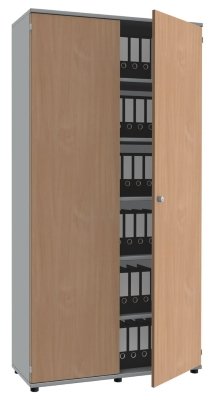 Aktenschrank TEN 6 Ordnerhöhen, 120 cm breit Lichtgrau/Buche