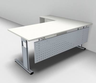 Schreibtisch Mega 180 cm mit Anstellschrank und Blende Weiss