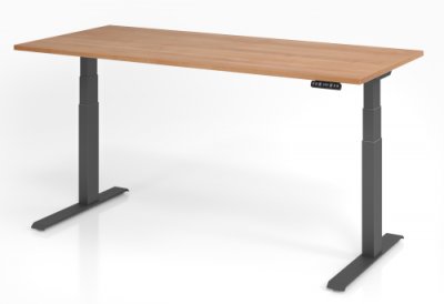 Schreibtisch HDK 180 cm elektrisch höhenverstellbar graift nussbaum