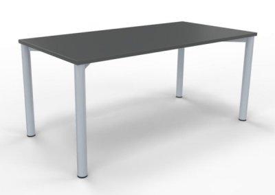 Schreibtisch 160 cm Gestell silber Onyxgrau