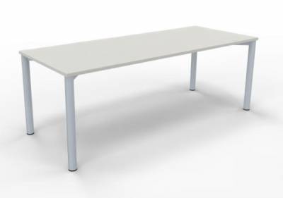 Schreibtisch 200x80 cm Gestell silber Weiss