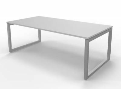 Schreibtisch Riesa 200x100 cm Gestell Silber Weiss